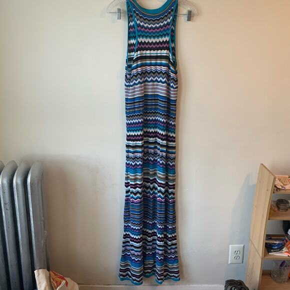Laundry by Shelli Segal Y2K Inspired Maxi Dress Sparkly Striped Knit Small - Picture 3 of 5